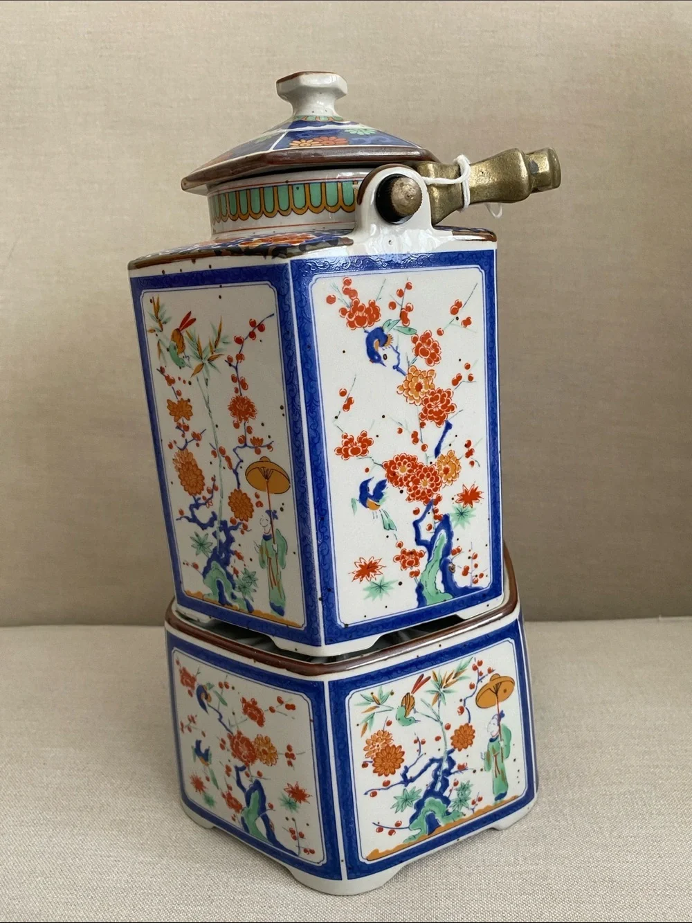 Vintage Japanese Toscany Collection Spring Floral Teapot with Candle Warmer